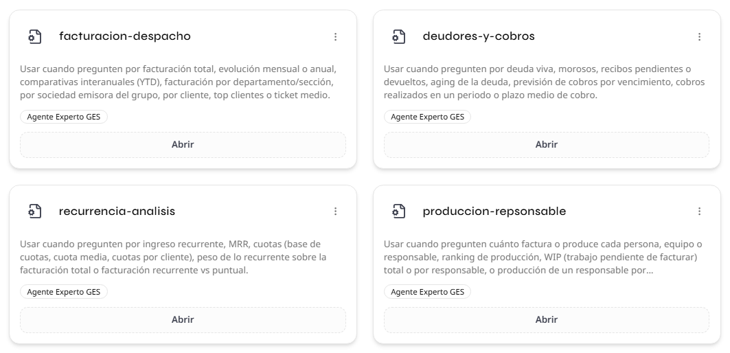 Interfaz de Gescon mostrando la respuesta preparada por un agente